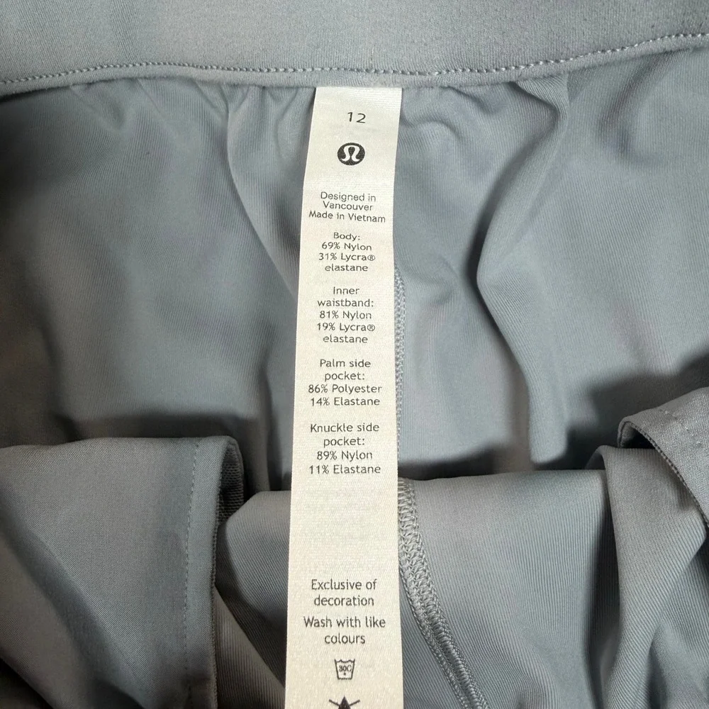 Lululemon Stretch High-Rise‎ Trouser Grey Drawstring Tapered Pants Womens 12
